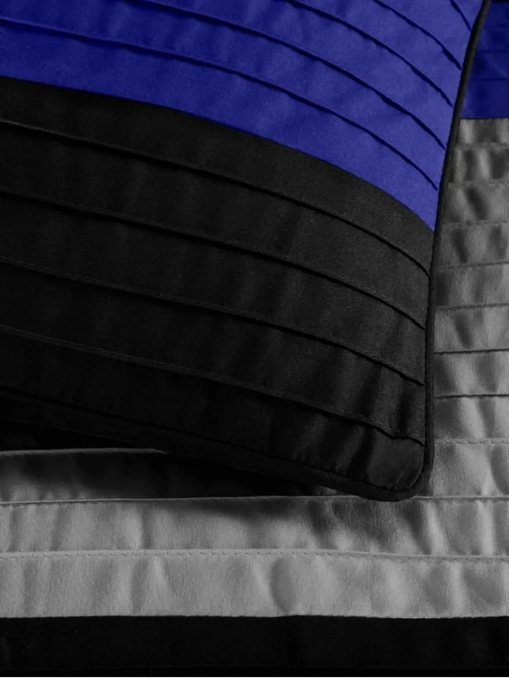 Gray, Black & Blue Striped Queen 3 piece Comforter Set